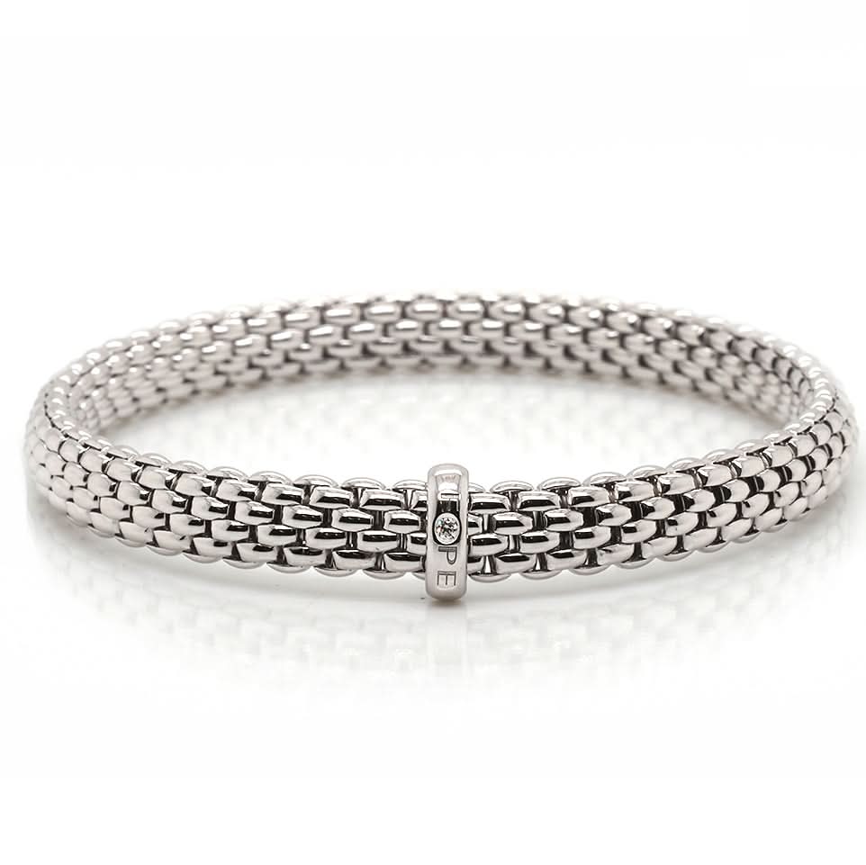 18ct White Gold Round Brilliant Diamond Line Bracelet