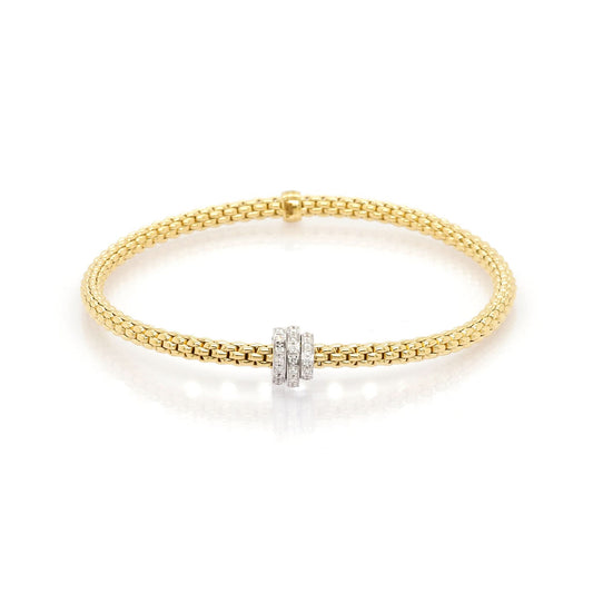 FOPE Designer Jewellery FOPE 18ct Gold Flexâ€™It Bracelet with White Gold and Diamond Rondels 744B