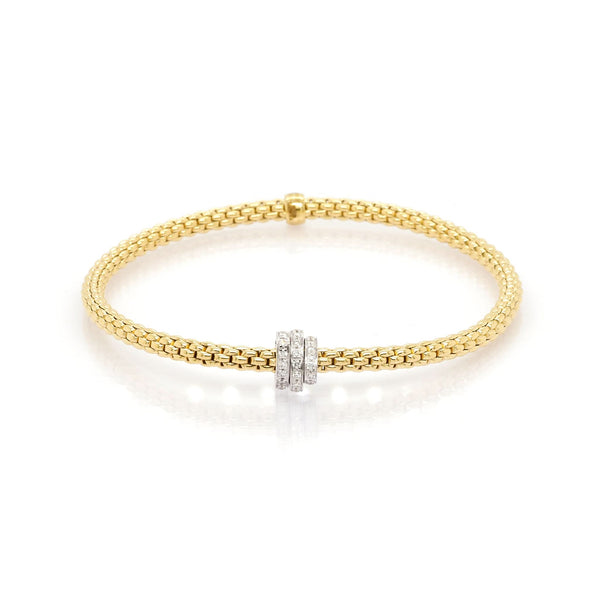FOPE Designer Jewellery FOPE 18ct Gold Flexâ€™It Bracelet with White Gold and Diamond Rondels 744B