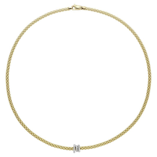 FOPE Designer Jewellery FOPE 18ct Gold Prima Necklace with White Gold and Pave Diamond Rondels 74408CX-PB-G