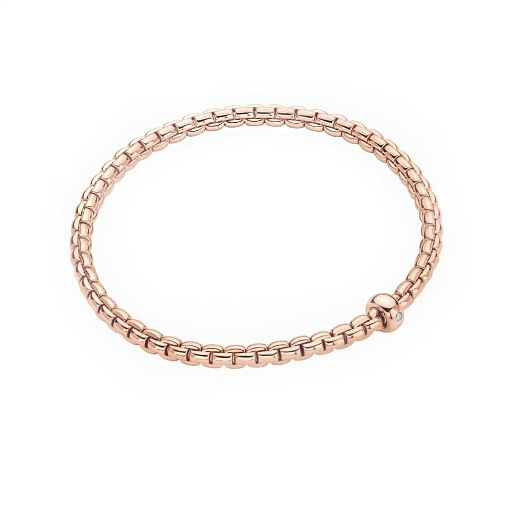 FOPE 18ct Rose Gold Flex'it Eka Bracelet with Diamond-set Rondel