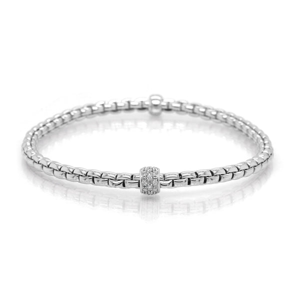 FOPE Designer Jewellery FOPE 18ct White Gold Diamond Eka Tiny Bracelet with Rondels 733B