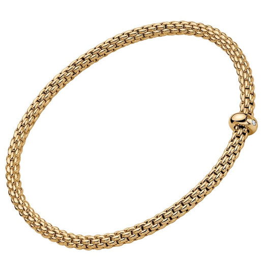 FOPE 18ct Yellow Gold Flex'it Prima Bracelet with Diamond-Set Rondel