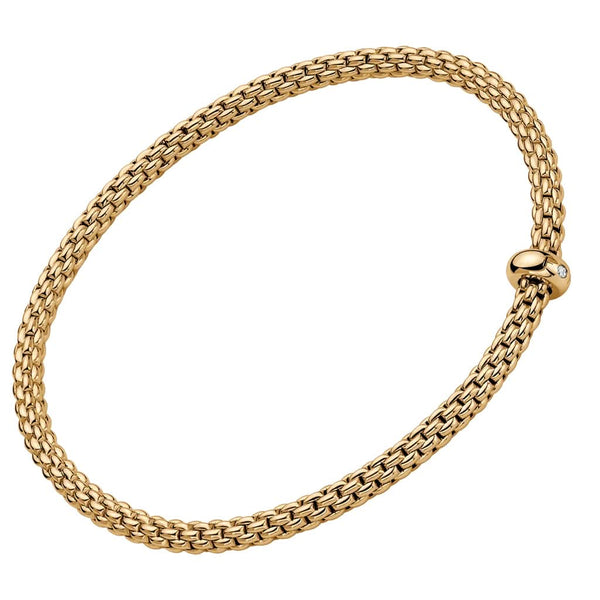 FOPE 18ct Yellow Gold Flex'it Prima Bracelet with Diamond-Set Rondel