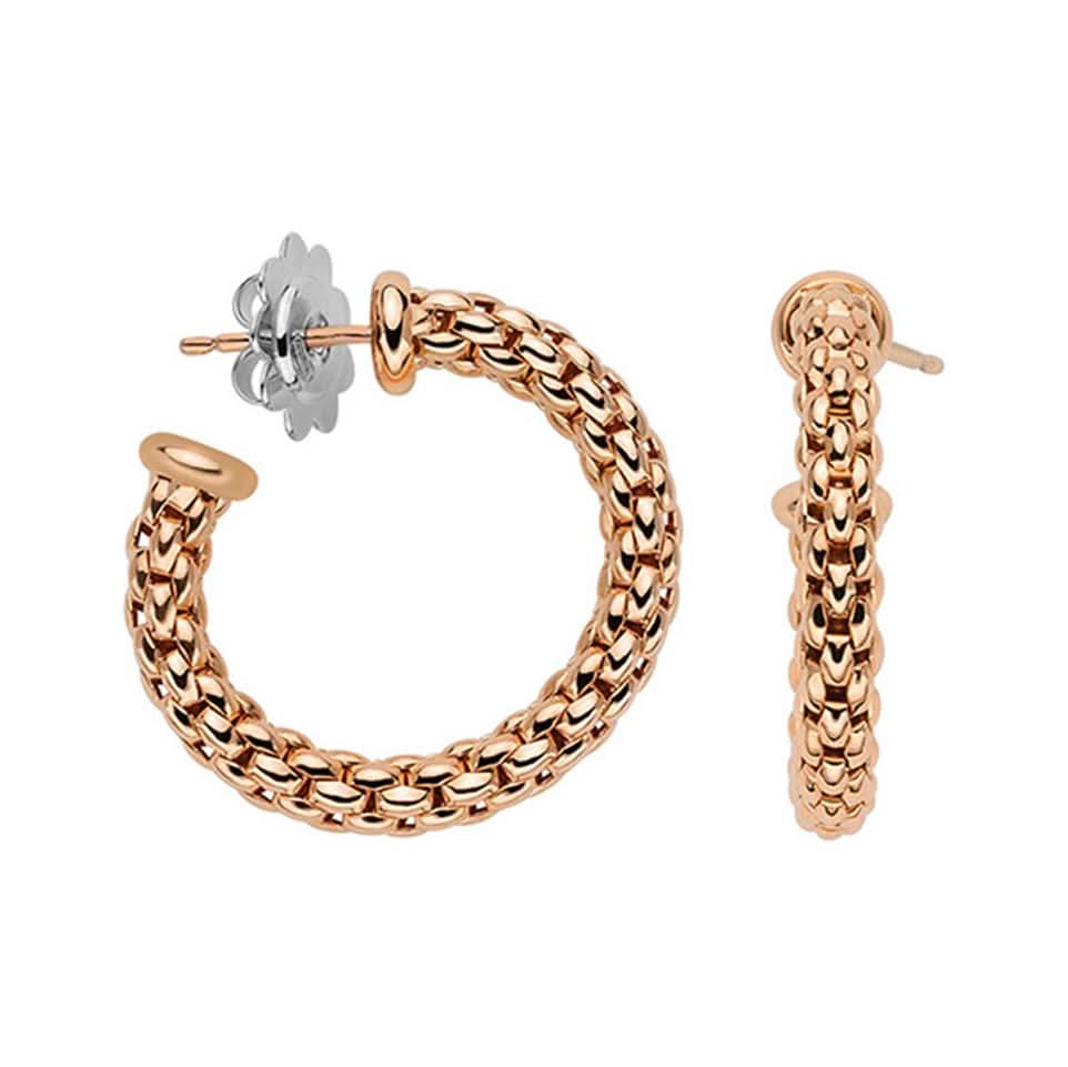 FOPE Designer Jewellery FOPE Essentials 18ct Rose Gold Hoop Earrings