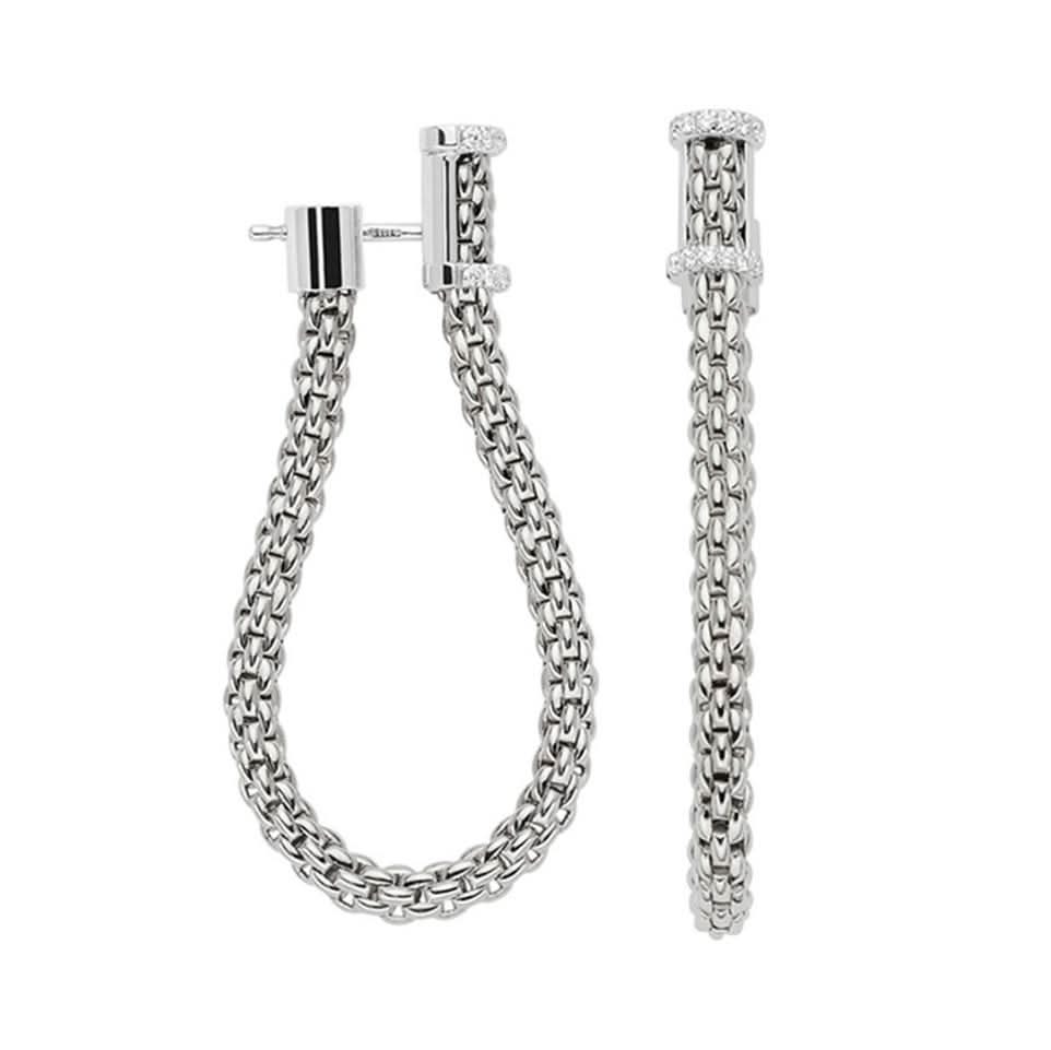 FOPE Designer Jewellery FOPE Essentials 18ct White Gold Diamond Set Looped Earrings