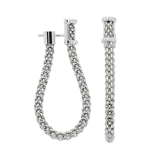 FOPE Designer Jewellery FOPE Essentials 18ct White Gold Diamond Set Looped Earrings