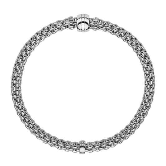 FOPE Designer Jewellery FOPE Flex'it Solo 18ct White Gold Plain Rondel Bracelet 634B