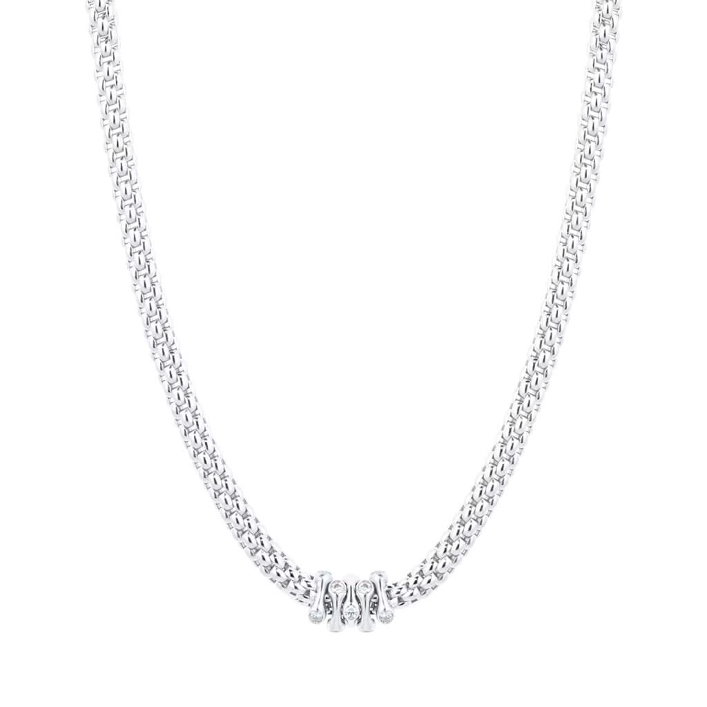 FOPE Prima White Gold Necklace with White Gold Diamond-set Rondels