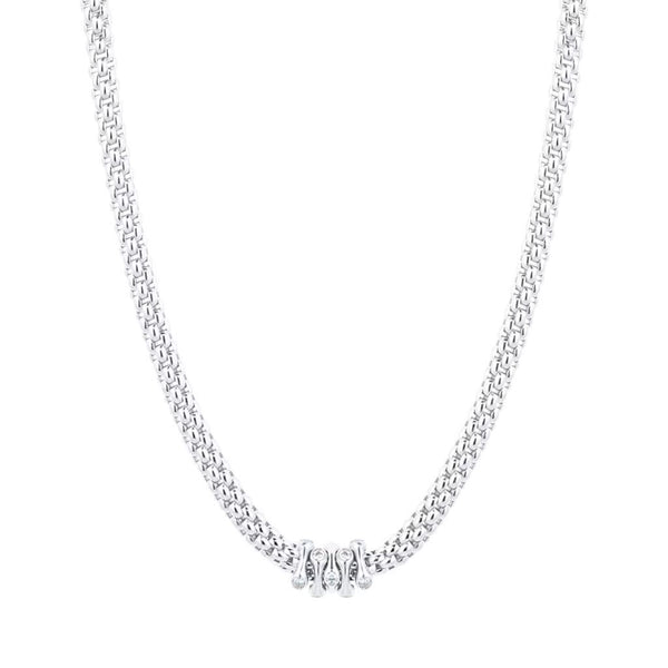 FOPE Prima White Gold Necklace with White Gold Diamond-set Rondels