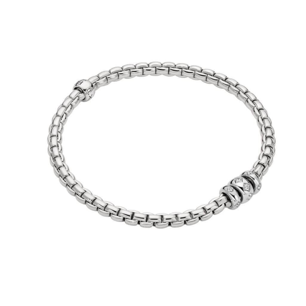 FOPE 18ct White Gold Flex'It Eka Bracelet with Diamond-set Rondels