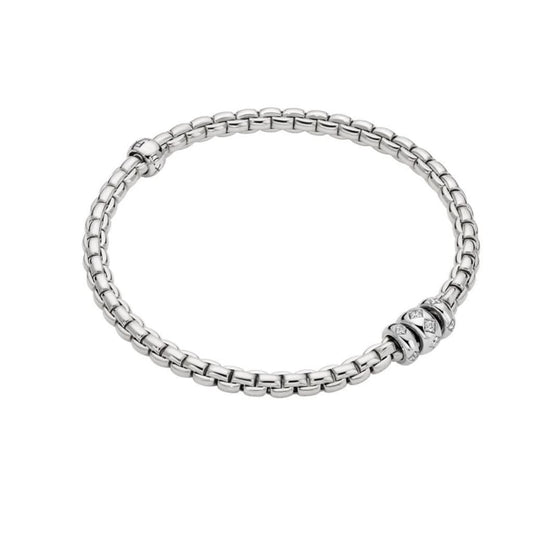 FOPE 18ct White Gold Flex'It Eka Bracelet with Diamond-set Rondels