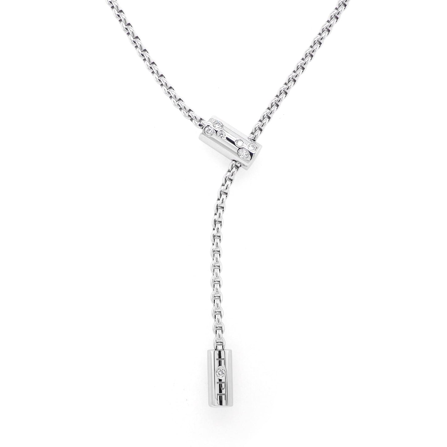 FOPE Aria 18ct White Gold Thin Rope Necklace Set with Diamonds
