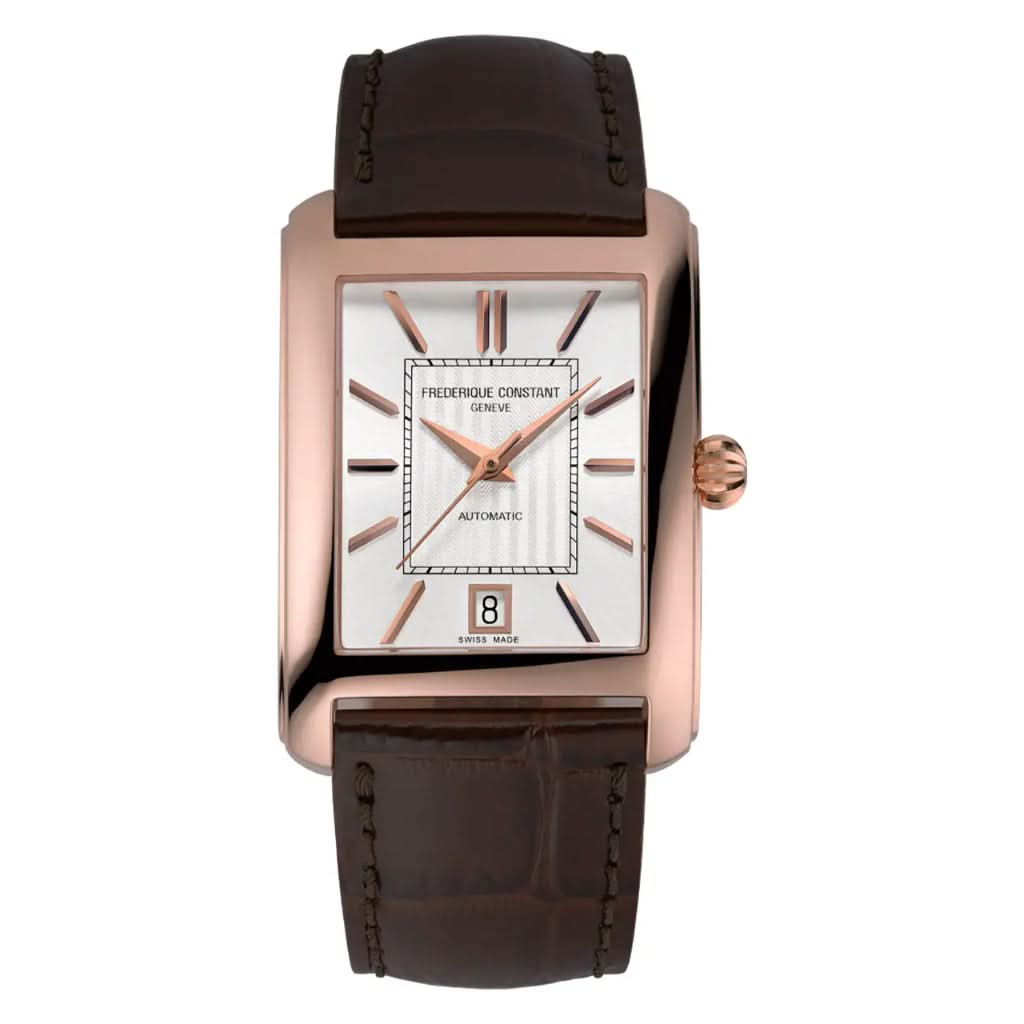 Frederique Constant Classics Rose Gold PVD Date Watch on brown leather strap FC-303V4C4