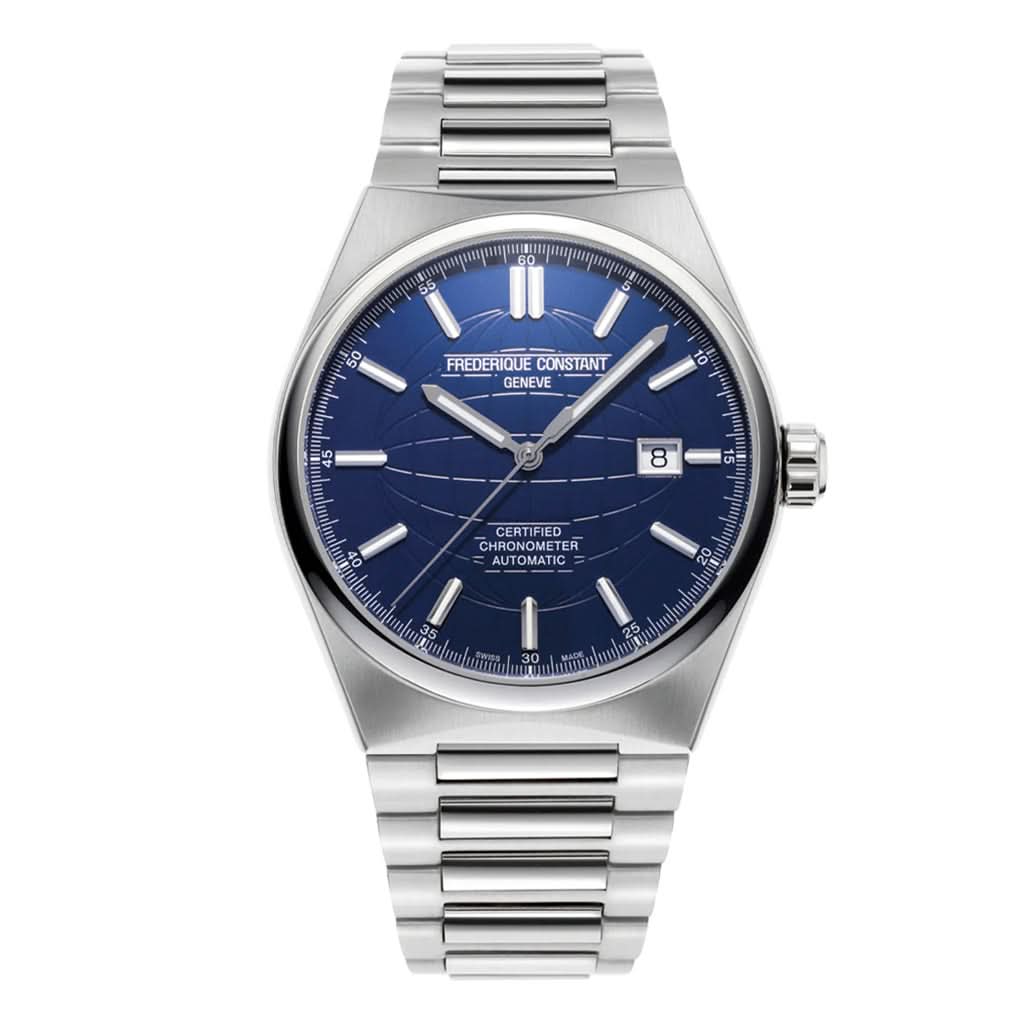 Frederique Constant Highlife Automatic COSC-Certified Watch, FC-303N4NH6B in stainless steel with a blue dial and date window