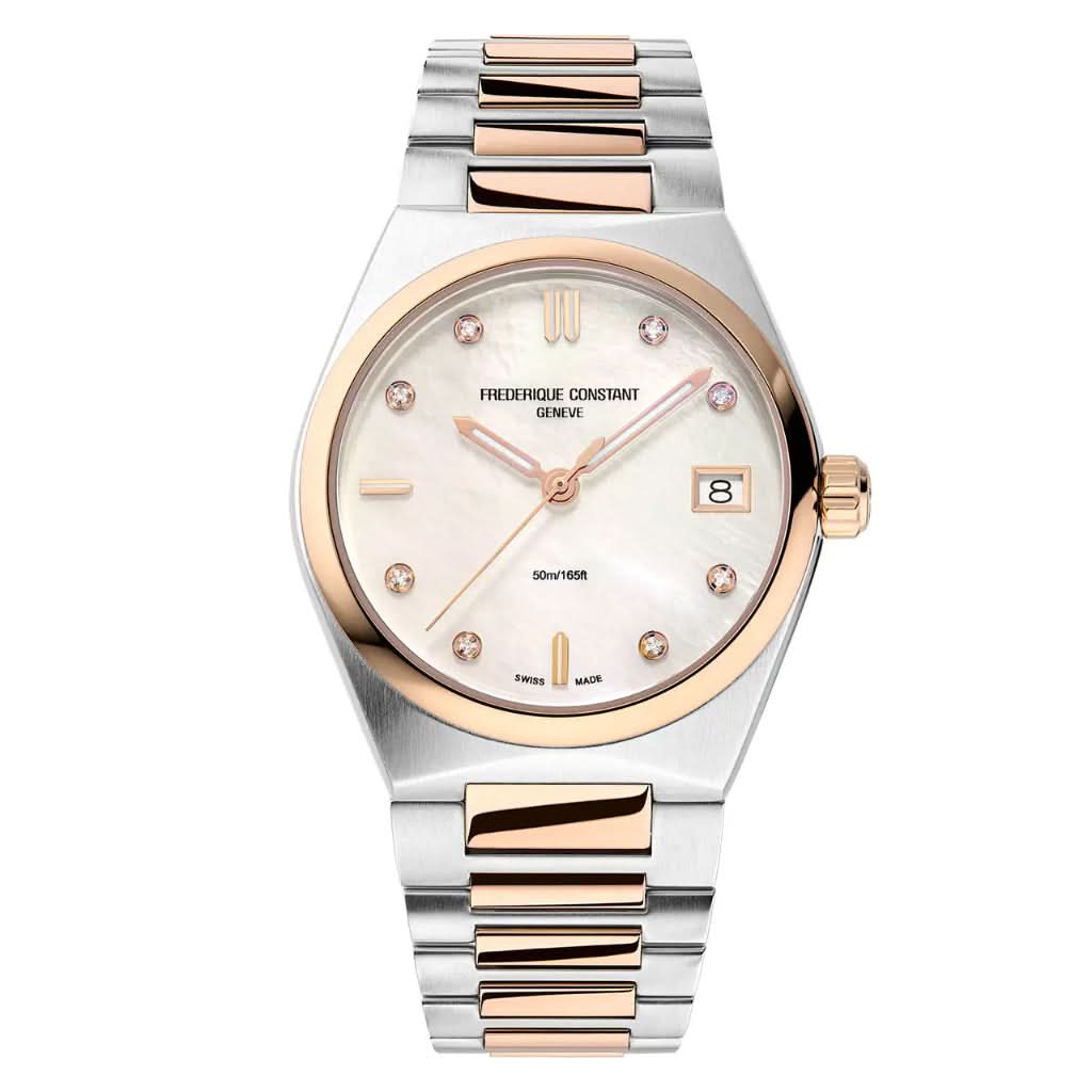 Frederique Constant Highlife Diamond Dial Quartz Date Stainless Steel and Gold Plated Watch FC-240MPWD2NH2B