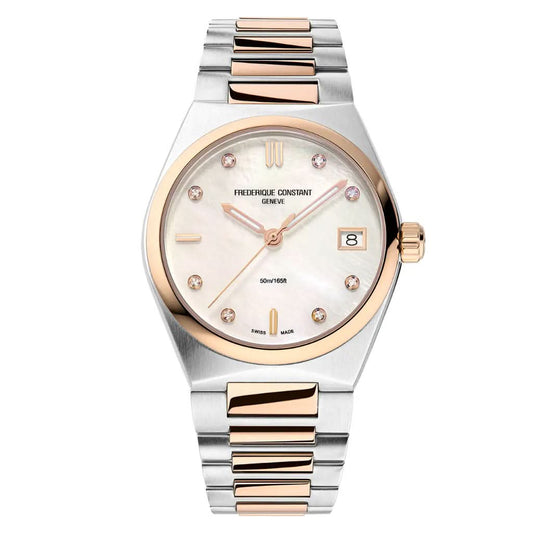 Frederique Constant Highlife Diamond Dial Quartz Date Stainless Steel and Gold Plated Watch FC-240MPWD2NH2B