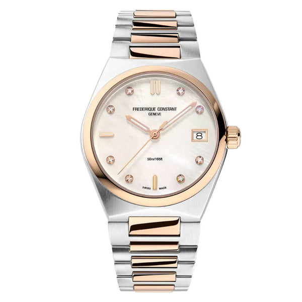 Frederique Constant Highlife Diamond Dial Quartz Date Stainless Steel and Gold Plated Watch FC-240MPWD2NH2B