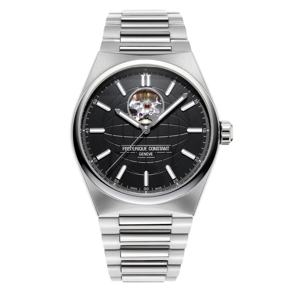 Frederique Constant Highlife Heart Beat Automatic Watch, FC-310B4NH6B in stainless steel with a black dial