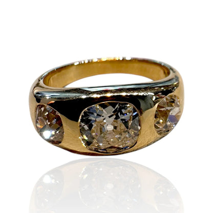 Chunky 2.82ct Old Cut Diamond Tilogy Gypsy Ring