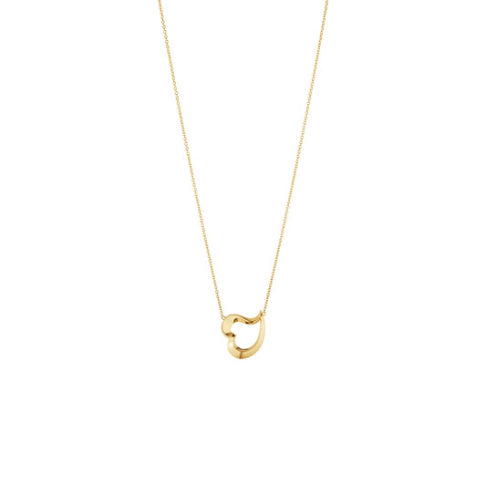 A yellow gold stylised heart pendant on an integrated gold chain