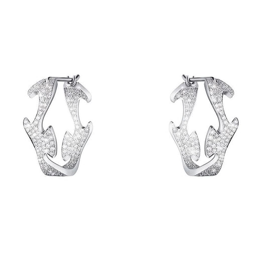 Georg Jensen Jewellery Georg Jensen Fusion Hoop Earrings - 18ct White Gold and Diamonds (3518412)