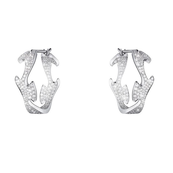 Georg Jensen Jewellery Georg Jensen Fusion Hoop Earrings - 18ct White Gold and Diamonds (3518412)
