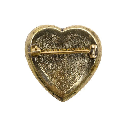 Georgian Antique Bristol Cobalt Blue Glass and Rose Cut Diamond Heart Brooch, Circa 1820