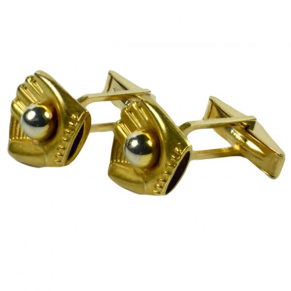 Gene Autry Gold Baseball Glove and Ball Cufflinks