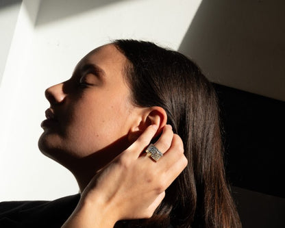 A vintage 18ct yellow and white gold diamond band ring