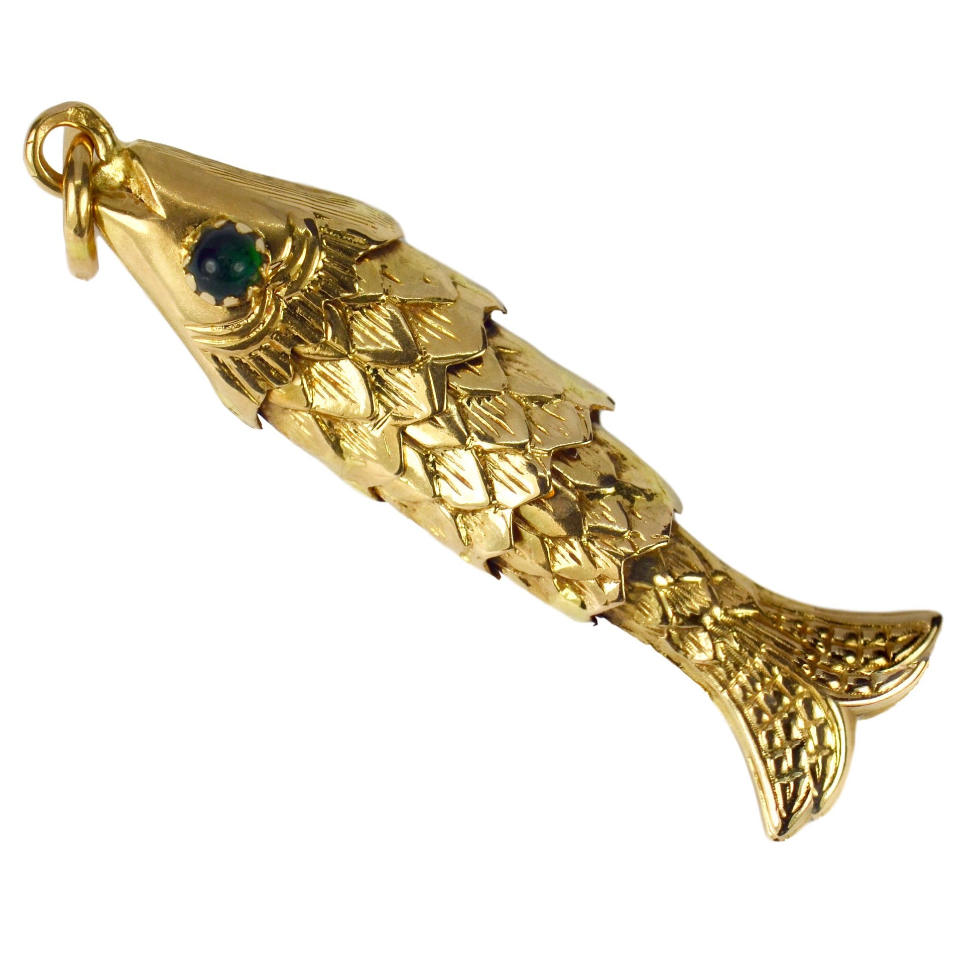 18ct Yellow Gold Articulated Fish Charm Pendant