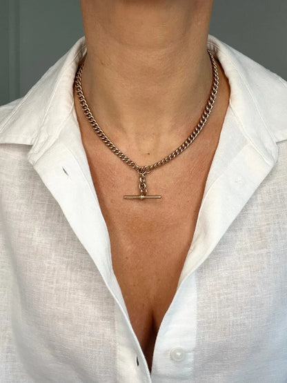 Antique 9ct Rose Gold Albert Chain Necklace