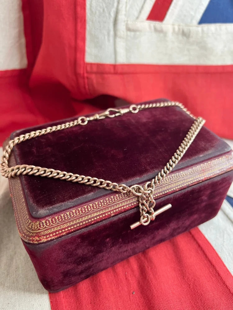 Antique 9ct Rose Gold Albert Chain Necklace