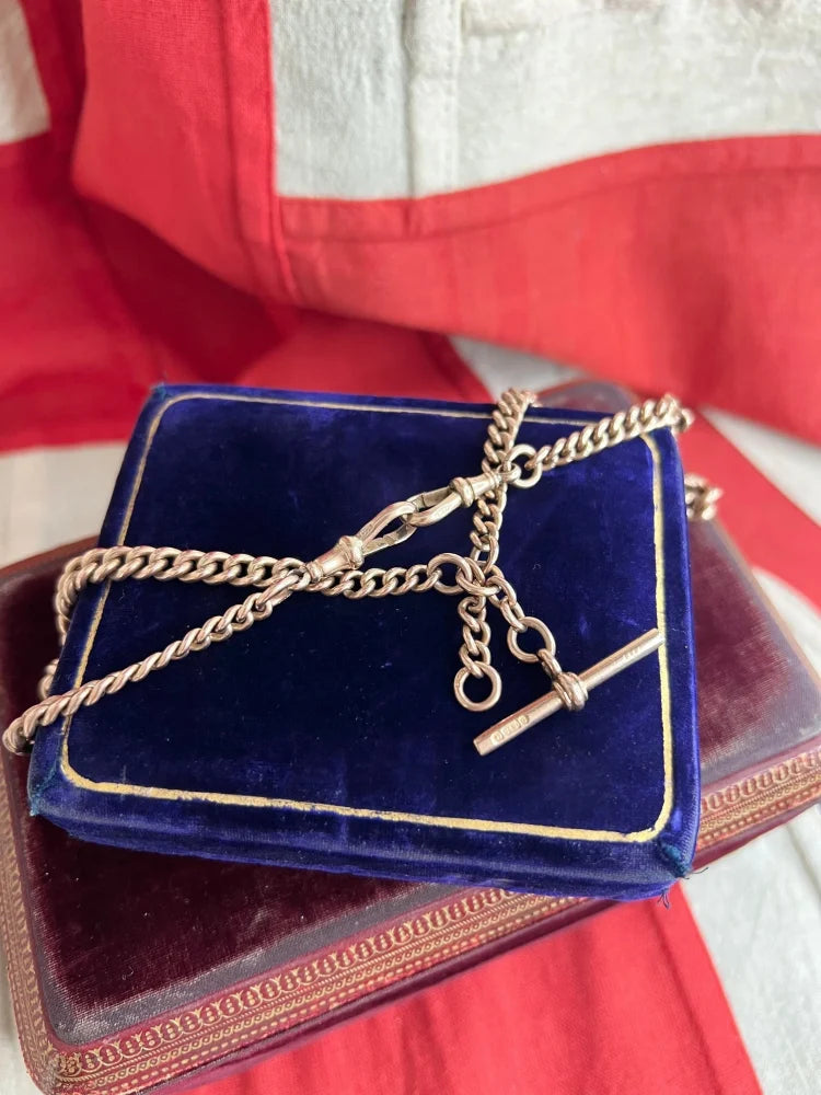 Antique 9ct Rose Gold Albert Chain Necklace