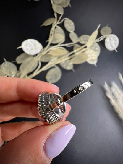 Vintage 18ct White Gold Aquamarine and Diamond Tiered Dress Ring