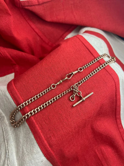 Antique 9ct Rose Gold Albert Chain Necklace