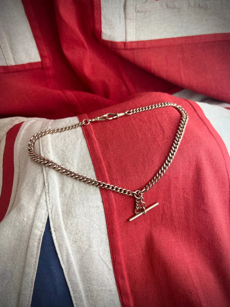 Antique 9ct Rose Gold Albert Chain Necklace