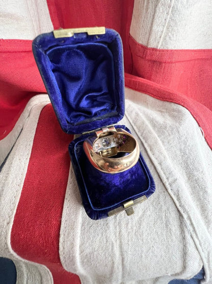 Art Deco French Diamond and Ruby Cluster Statement Cocktail Ring