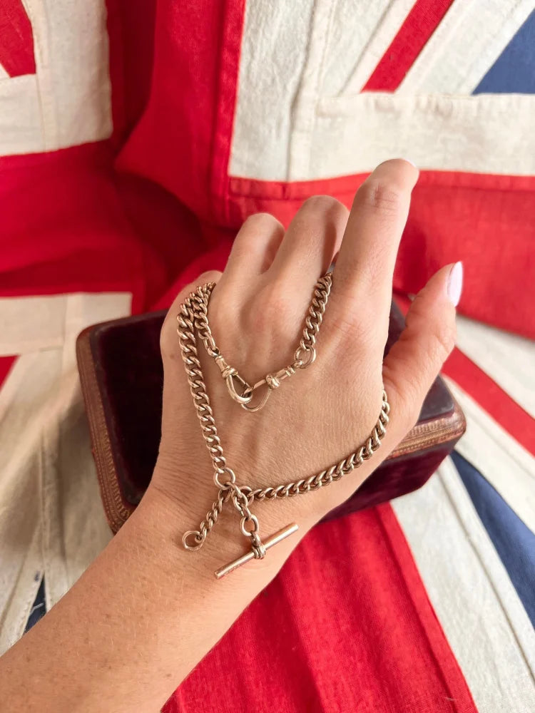 Antique 9ct Rose Gold Albert Chain Necklace