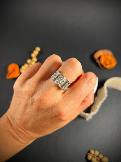 Vintage 1940s Diamond Tank Cocktail Ring