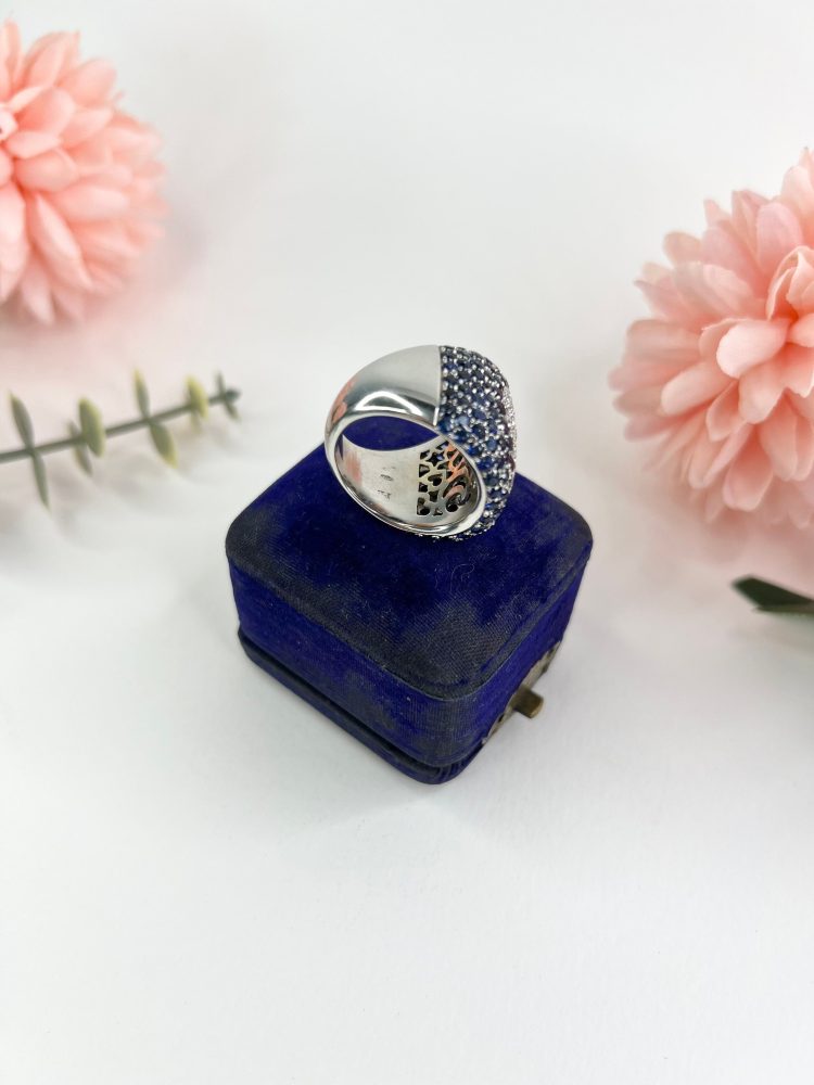Vintage Sapphire and Diamond Heart Bombe Statement Ring