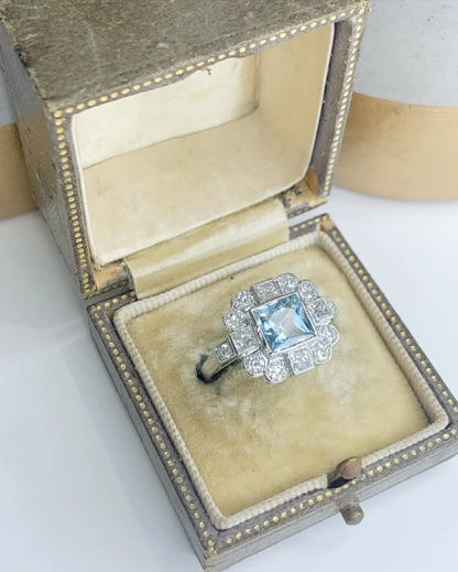 1.5 Carat Aquamarine And Diamond Ring In 18 Carat White Gold