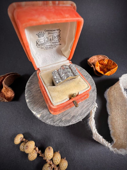 Vintage 1940s Diamond Tank Cocktail Ring