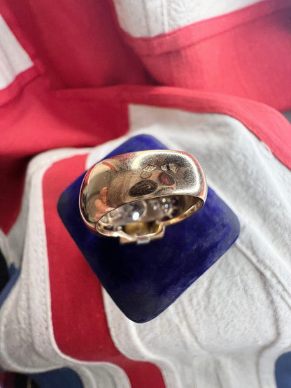 Art Deco French Diamond and Ruby Cluster Statement Cocktail Ring