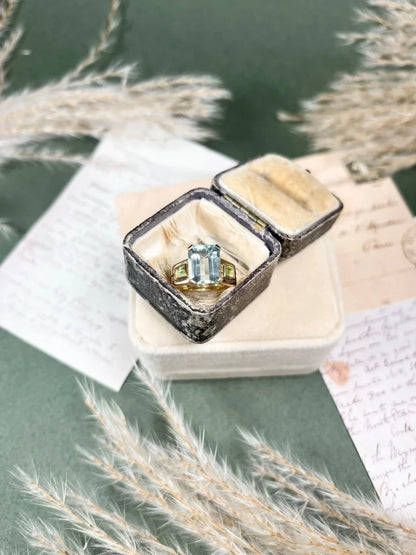 Vintage 18 Carat Gold Aquamarine And Peridot Cocktail Ring
