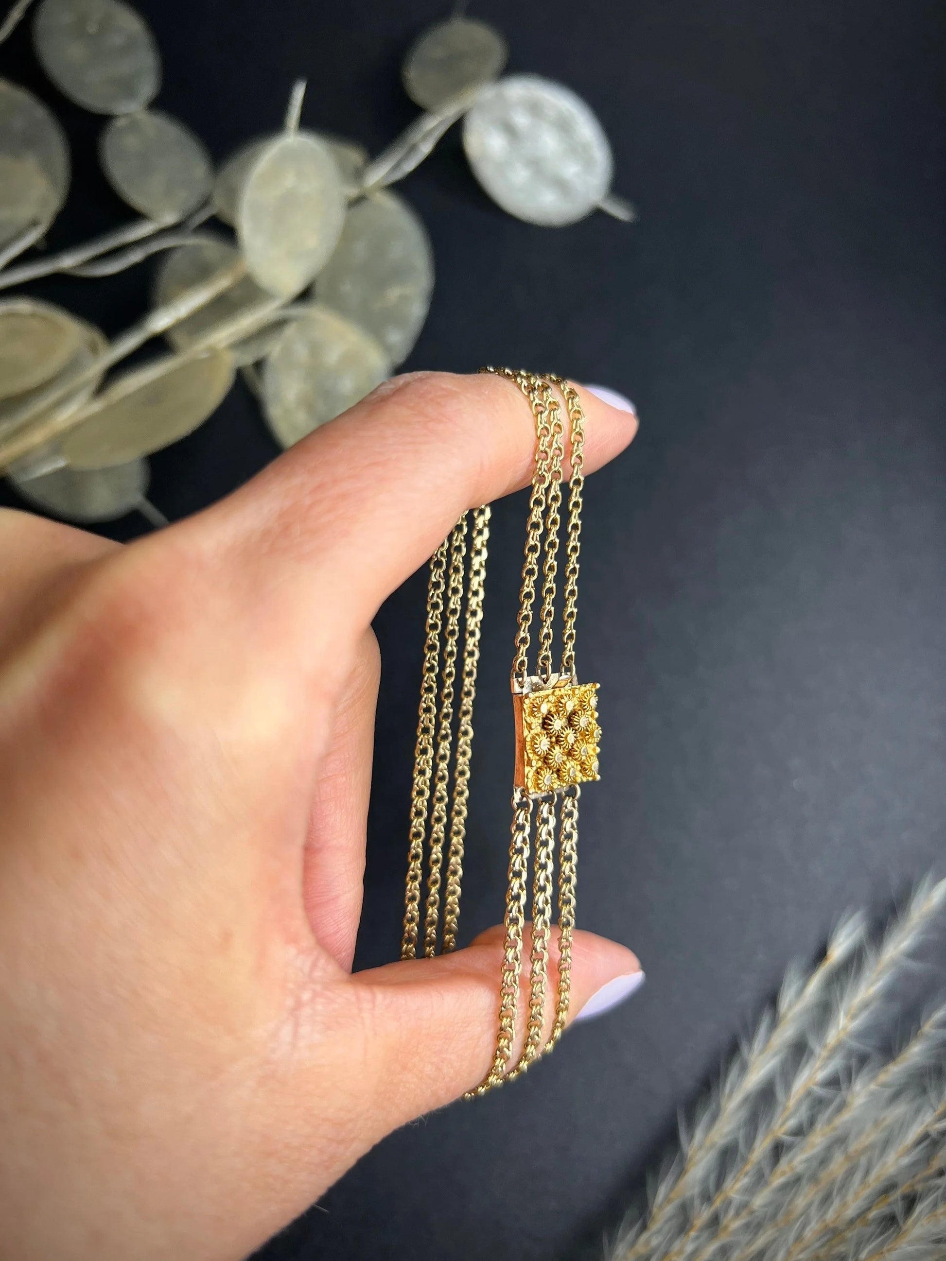 Antique 15 ct Gold Georgian Cannetille Chain Bracelet
