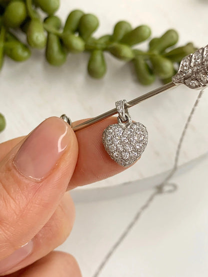 Platinum Diamond Pave Heart Pendant
