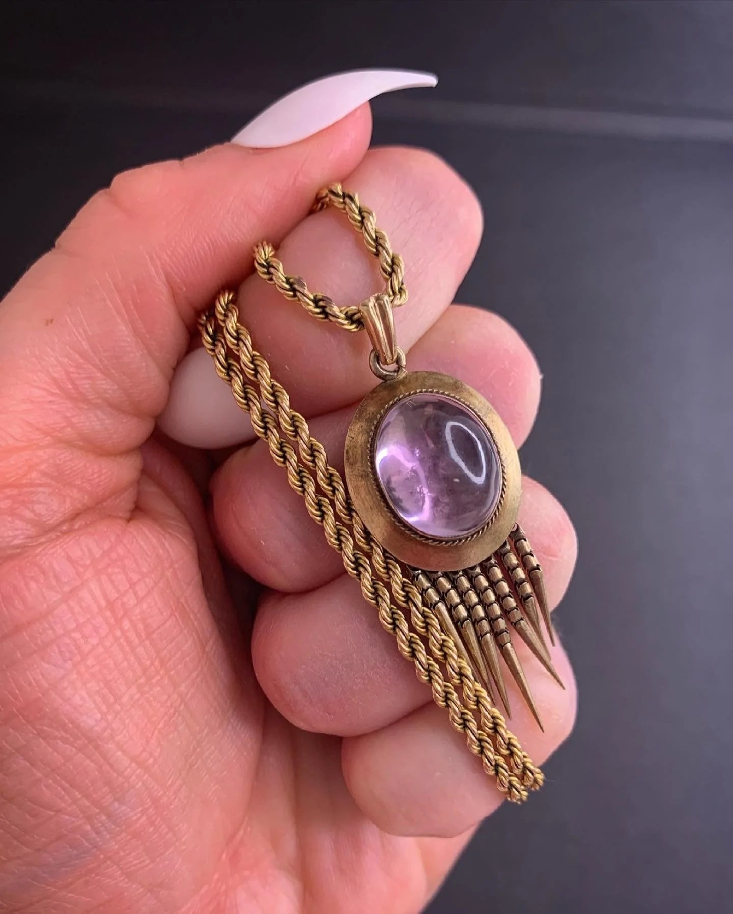 Antique 15ct Gold, Victorian Foil Backed Crystal Tassel Pendant