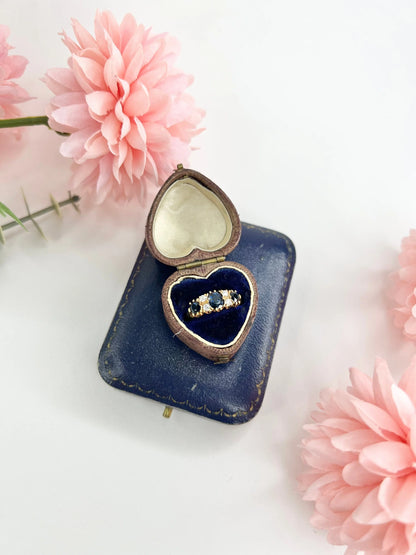 Vintage 18ct Yellow Gold, Sapphire And Diamond Seven Stone Engagement Ring