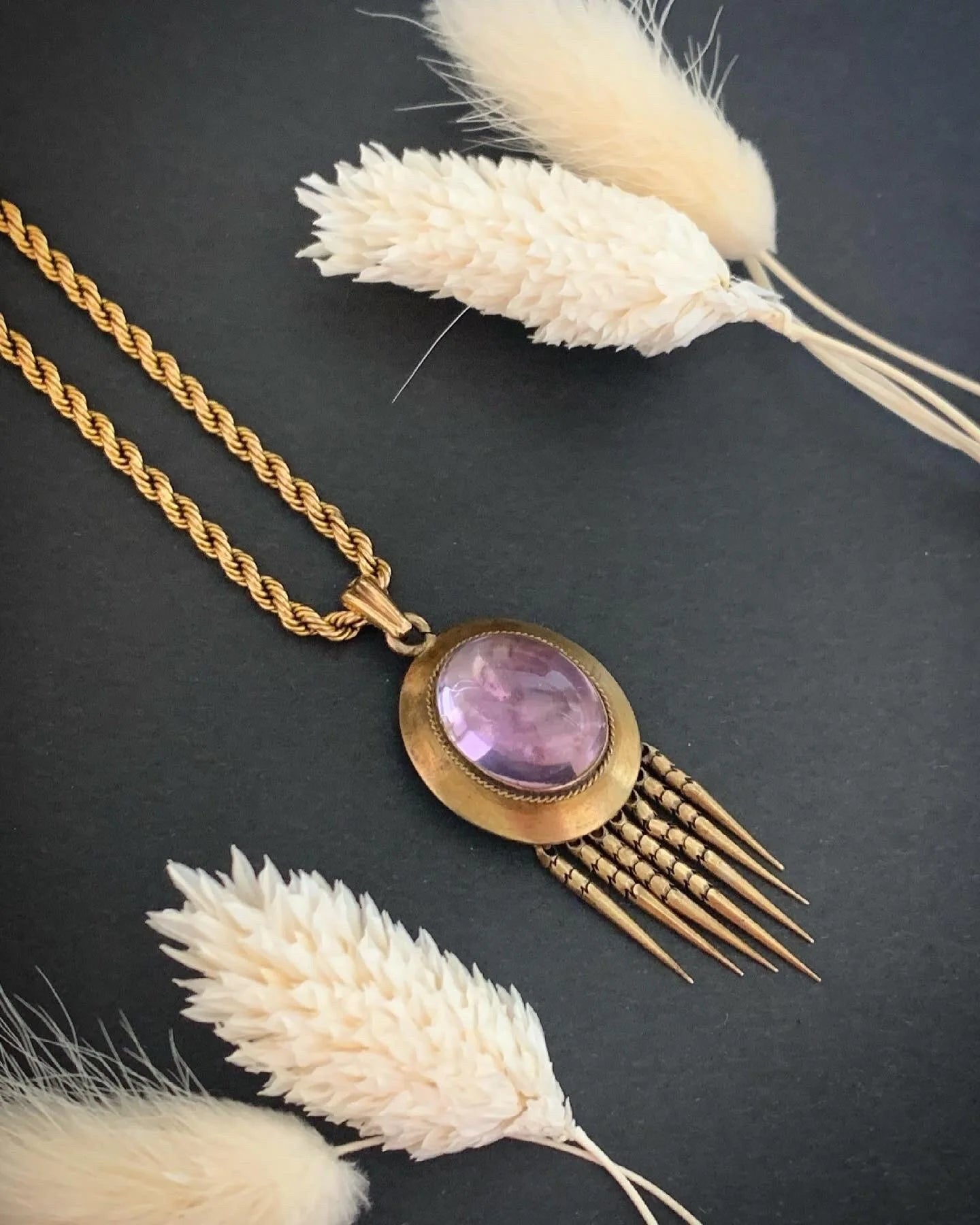 Antique 15ct Gold, Victorian Foil Backed Crystal Tassel Pendant